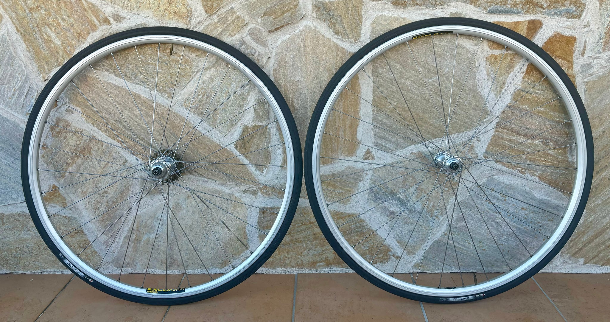 ピスト　ホイール　前後　AMBROSIO Excursion Ambrosio Excursion Campagnolo Record Clincher Wheelset